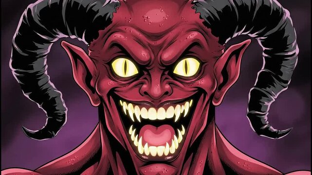 Evil demon with bright glowing eyes