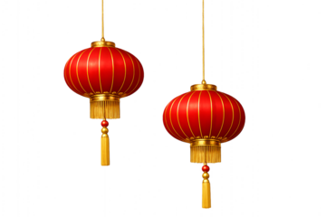 Hanging Chinese lanterns isolated. Lunar New Year graphics. Asian holiday visuals. Festive projects.