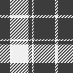 Quality tartan texture pattern, site textile vector check. Stripped fabric background plaid seamless in grey and white colors.