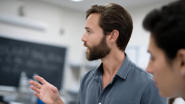 Male teacher explaining math in class,"Male teacher, math class, explaining, teaching, educatio 4K  2