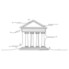 Naklejka premium Classical greek temple line art with columns and geometric design. No editable strokes