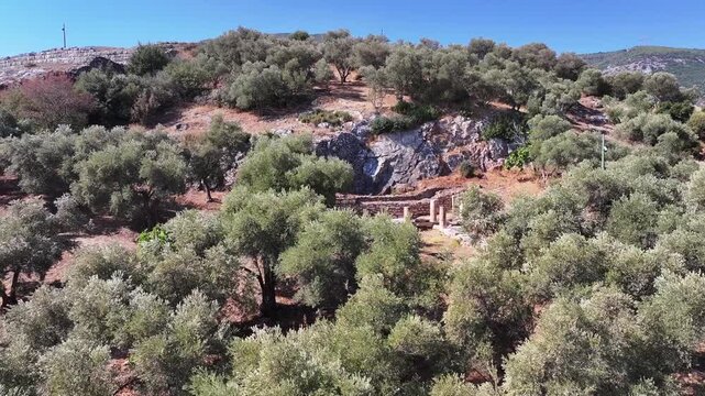 Metropolis ancient city - 4k video of Izmir Torbali Metropolitanis ancient city shot with drone