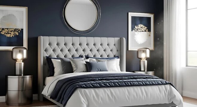 Chambre &eacute;l&eacute;gante avec t&ecirc;te de lit