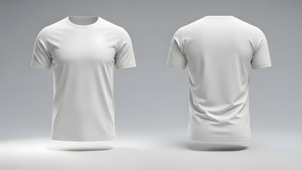 Fototapeta premium Clean white t-shirt mockup: front and back views