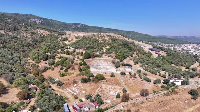 Metropolis ancient city - 4k video of Izmir Torbali Metropolitanis ancient city shot with drone