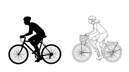 Obraz premium silhouette of people riding bicycles in different styles
