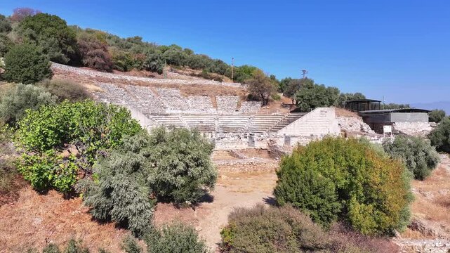 Metropolis ancient city - 4k video of Izmir Torbali Metropolitanis ancient city shot with drone