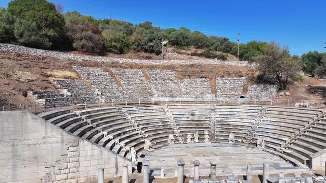 Metropolis ancient city - 4k video of Izmir Torbali Metropolitanis ancient city shot with drone