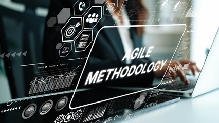 Professional Workspace Showcasing Agile Methodology with Data Analytics and Modern Technology in Action. Asymptotic smart data analytic.