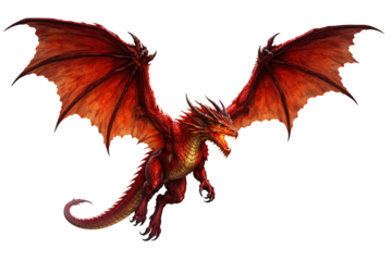 Red dragon wings spread. Fantasy designs. Game projects. Epic visuals.