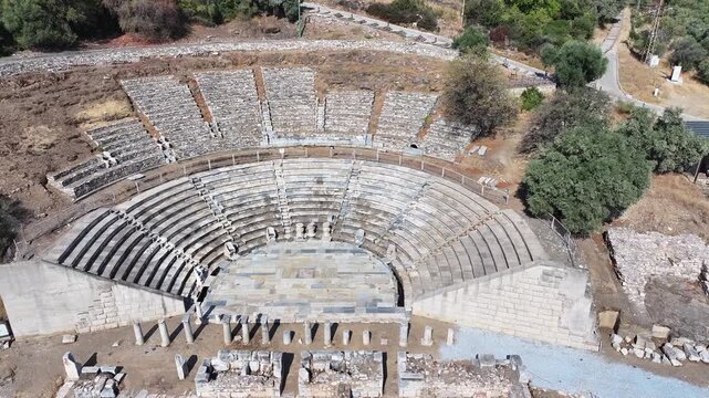 Metropolis ancient city - 4k video of Izmir Torbali Metropolitanis ancient city shot with drone