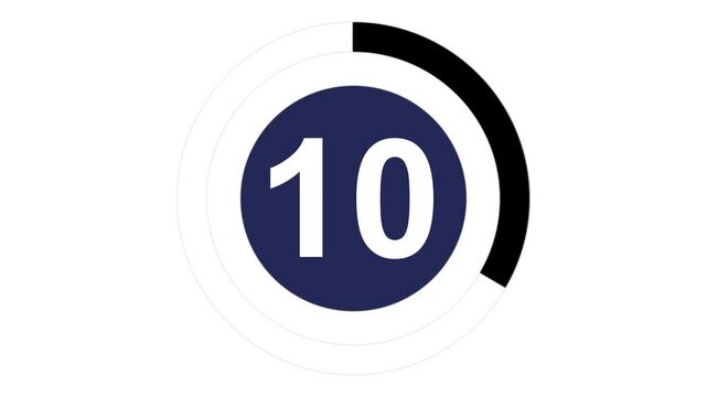 Circle countdown timer one minute animation from 15 to 0 second animation with alpha channel, 15 second countdown timer, Countdown video on white background.