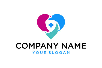 Obraz premium Modern Abstract Heart Medical Cross Healthcare Logo Design