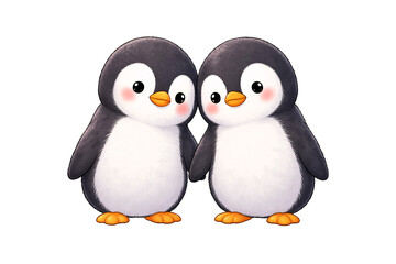 Fototapeta premium Two penguins couple. Valentine designs. Love themed projects. Romantic holiday visuals.