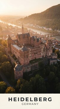 Heidelberg Germany Castle Historic Old Town River Travel Poster
