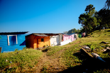Rustic shacks and buildings along the shores outside of Puerto Plata in the Dominican Republic
