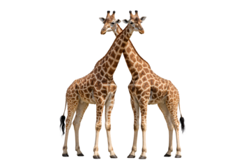 Two giraffes standing face to face. Valentine designs. Love themed projects. Romantic holiday visuals.