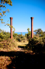 Rustic shacks and buildings along the shores outside of Puerto Plata in the Dominican Republic
