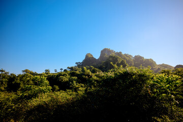 Magdalens's Rock rising up along the shores outside of Puerto Plata in the Dominican Republic
