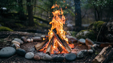 warmth radiating from the flickering flames