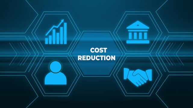 Cost reduction business finance concept on virtual screen. Business, technology concept.