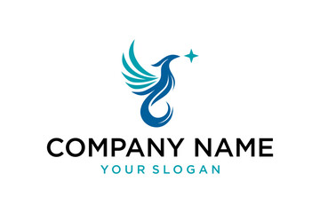 Obraz premium Modern Phoenix Bird Star Logo Design for Company Branding