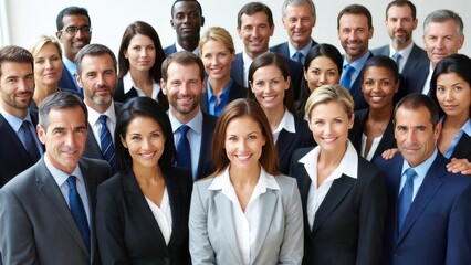 Diverse business group: professional caucasian, hispanic, african, asian adults in formal attire