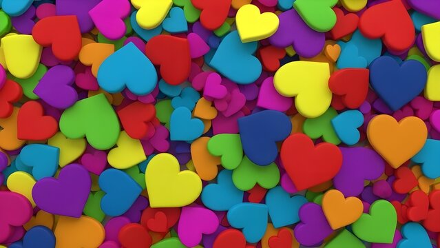 Vibrant Colorful Heart Shapes Background Texture