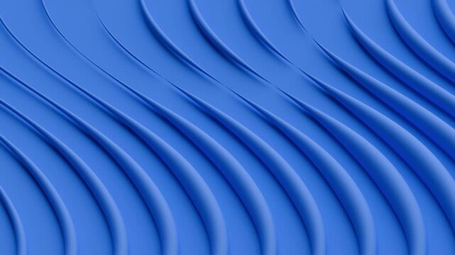 3D rendering featuring elegant blue wave patterns set within a minimalist design aesthetic