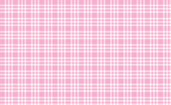 Seamless gingham pattern background, soft rose pink plaid chequered pattern for fabric printing