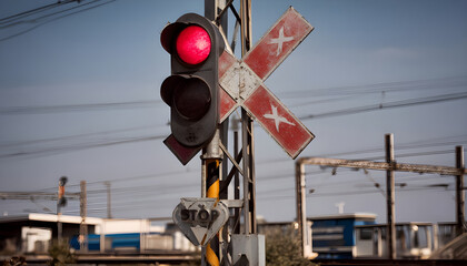 railway crossing signal sign stop transportation