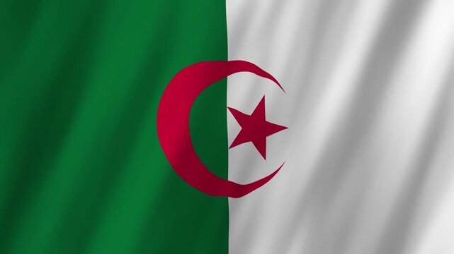 Algeria Flag Waving, Realistic 3D Animation, 4K 60fps