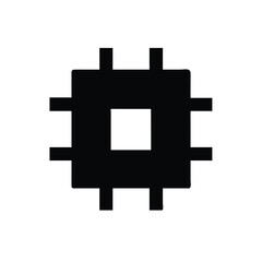 Obraz premium Technology Chip Silhouette, Digital Microchip Icon, AI Processor Silhouette, Semiconductor Chip Symbol, Futuristic CPU Silhouette