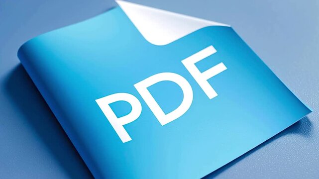 Blue pdf file format icon turning page