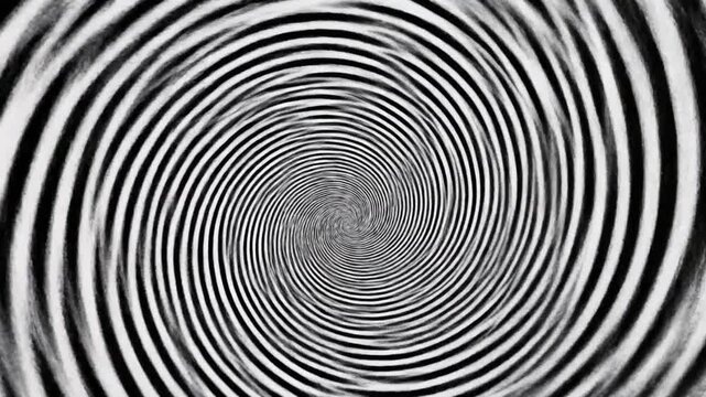 Spiral vortex spinning dizzying black and white optical illusion