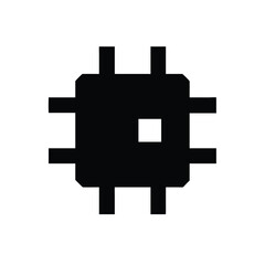 Technology Chip Silhouette, Digital Microchip Icon, AI Processor Silhouette, Semiconductor Chip Symbol, Futuristic CPU Silhouette