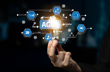 Fototapeta premium This image embodies the essence of Agile methodology, showcasing visual elements that highlight key practices, benefits, and strategies in modern business environments. Tessel