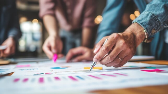 Diverse team analyzing business data and strategy in modern office - Powered by Adobe