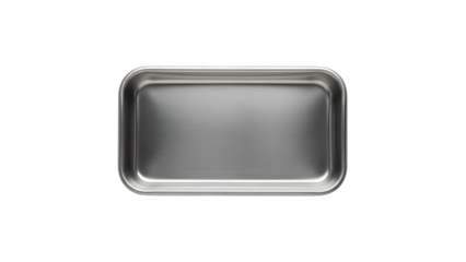 Stainless Steel Medical Instrument Tray Top View Isolated on Transparent Background PNG

