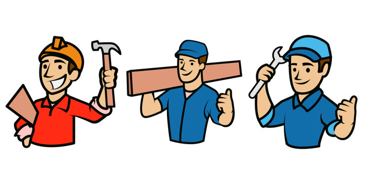 Set of Repairman Logo Template.