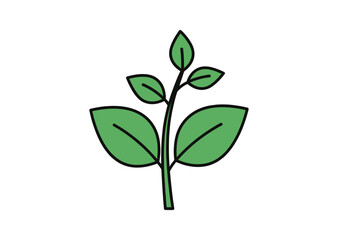 Fototapeta premium A simple green plant with leaves on a white background