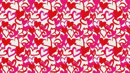 Obraz premium Romantic Valentine’s Day Mockup with Heart Cookies and Gift Box.Hand-Painted Watercolor Hearts Seamless Pattern on White Background.Playful Lips and Kisses Seamless Pattern with Mockups