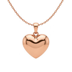 Elegant rose gold heart-shaped pendant necklace isolated on transparent background