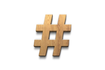 Obraz premium 3D wooden logo design of Hash on white background.