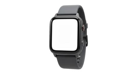Smartwatch mockup for branding and app design, isolated on transparent background.