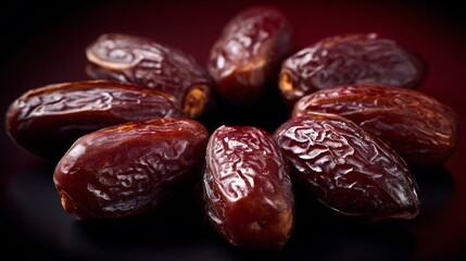 Dates fruit in close up view for Ramadan holiday background