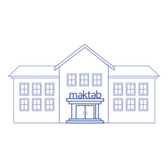 School icon. The inscription on the school is in Azerbaijani.