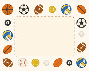 Different sports balls in a border layout