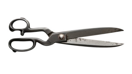 Large industrial iron shears vintage fabric cutters on transparent background png (बड़ी कैंची)