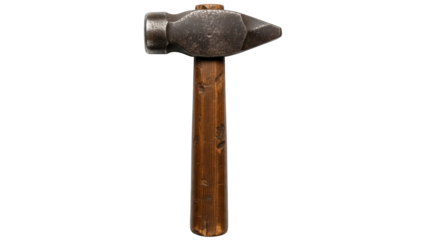Vintage blacksmith forging hammer with wooden shaft on transparent background png (लोहार का हथौड़ा)